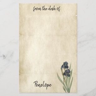 Vintage-Pergament Botanische Schwertlilien mit Nam Briefpapier