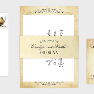 Vintage Pergament Monogramm-Hochzeit Einladungsbanderole
