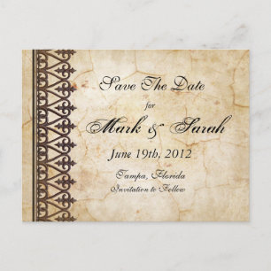 Vintage Pergament-Sammlung Save the Date Ankündigungspostkarte