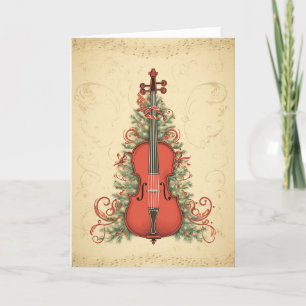 Vintage-Pergament-Weihnachtsmusik und Cello Feiertagskarte