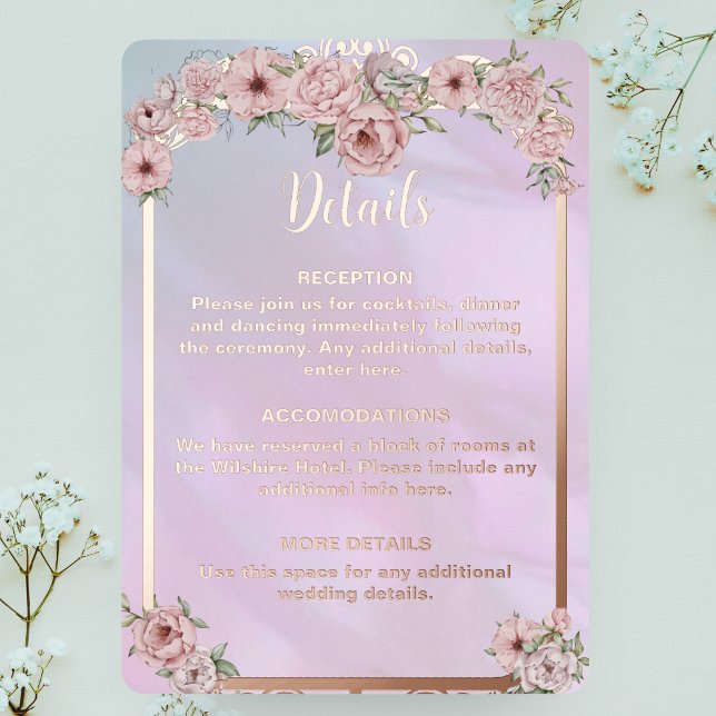 Vintage Periwinkle Pink Peony Foil Einschließkarte Folieneinladung (Von Creator hochgeladen)