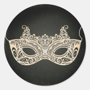 Vintage Perlmasquerade Maske Sweet 16 Party Runder Aufkleber
