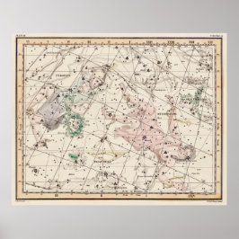 Vintage Perseus and Andromeda Constellations Map Poster
