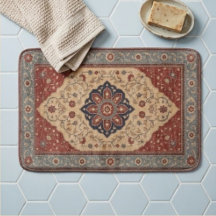Vintage Persian Floral Rug Burgundy & Navy Orienta