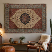 Vintage Persian Floral Rug Burgundy & Navy Orienta