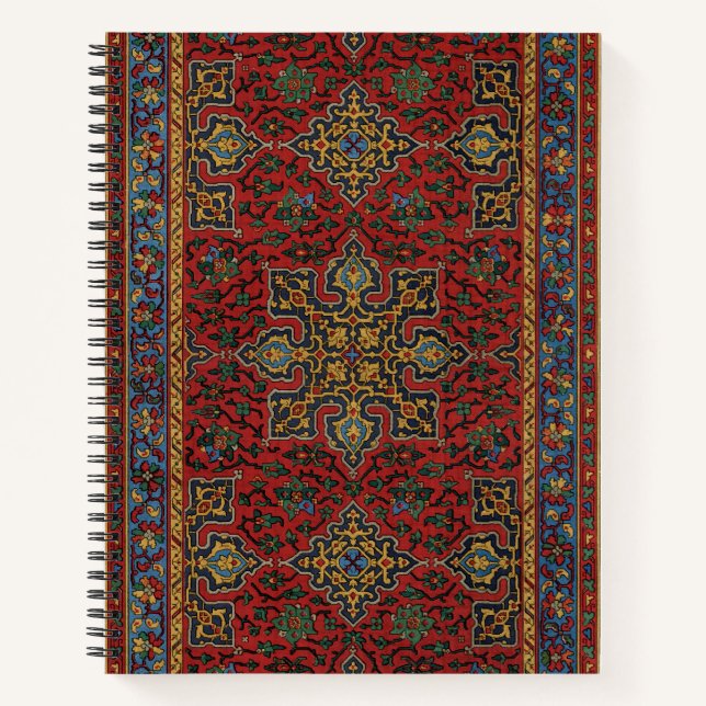 Vintage Persian Rug Pattern Red Blue Arabesque Notizbuch (Vorderseite)
