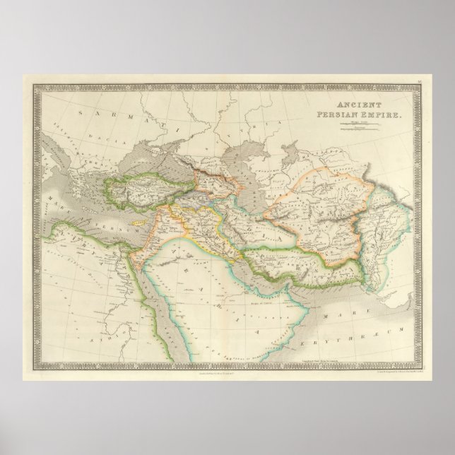 Vintage persische Empire-Karte (1844) Altes Babylo Poster (Vorne)
