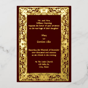 Vintage persische Grenzhochzeit Folieneinladung