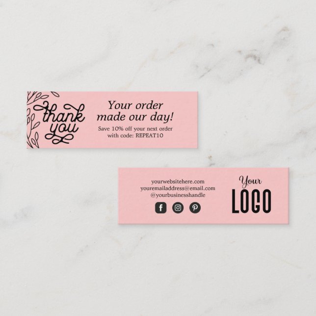 Vintage Personalisierte Bestellung Dankeschön-Kart Mini Visitenkarte (Vorne/Hinten)