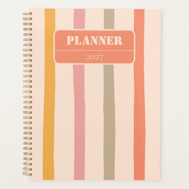 Vintage Personalisierte Gestreifte  Planer (Vorderseite)