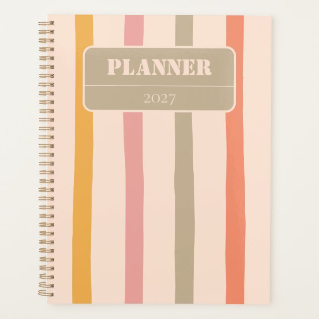 Vintage Personalisierte Gestreifte  Planer (Vorderseite)