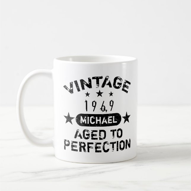 Vintage Personalisierte Grunge 1969 Kaffeetasse (Links)