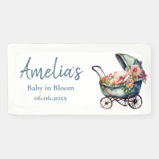Vintage Personalisierte Kinderdusche Banner (Horizontal)