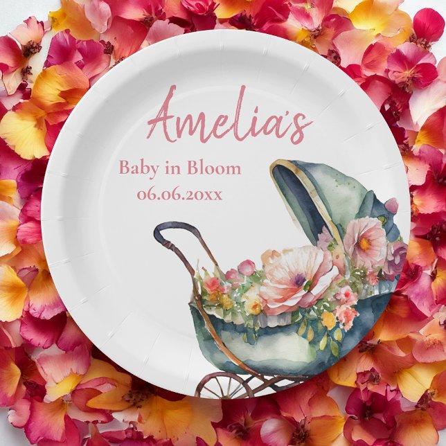 Vintage Personalisierte Kinderdusche Pappteller (Pretty vintage baby shower party plates🌸🌸)
