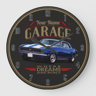 Vintage-Personalisierte-Muscle-Car-Garage-Großuhr Große Wanduhr