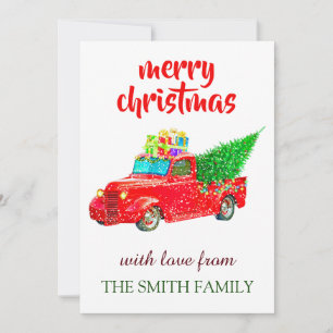 Vintage personalisierter roter LKW-Weihnachten Dankeskarte