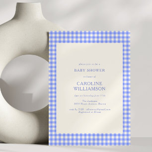Vintage Perwinkle Blau Gingham Karo Baby Shower Einladung