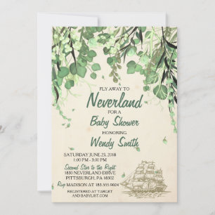 Vintage-Peter-Pan-Neverland-Baby-Shower-Einladung Einladung