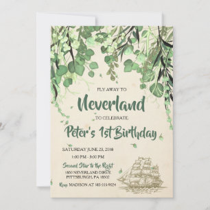 Vintage Peter Pan Neverland Geburtstagseinladung Einladung