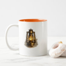 Vintage-Petroleumlampe Orange Zwei-Ton-Tasse