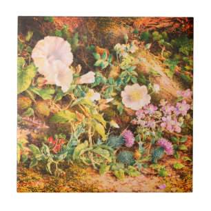 Vintage-Petunien-Blumen-Blumenmalerei Fliese