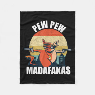 Vintage Pew Pew Madafakas - Verrückte Katzenliebha Fleecedecke