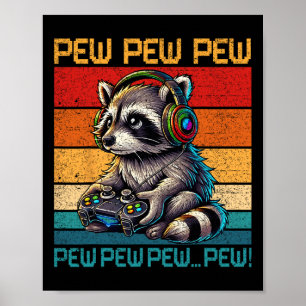 Vintage Pew Waschbär Gamer Videospiele Waschbär Li Poster