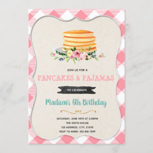 Vintage Pfannkuchen und Party Einladung Pajamas