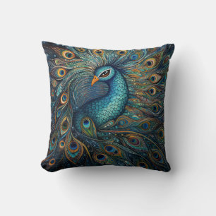 Vintage Pfau Art Nouveau Kissen