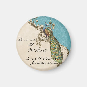 Vintage Pfau & Ätzungen Save-the-Date-Karte Magnet