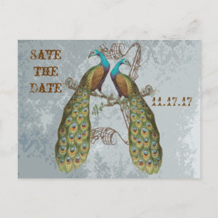 Vintage-Pfau-Damaskus-Hochzeitseinladung Ankündigungspostkarte