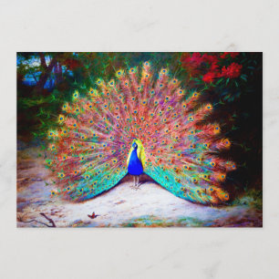 Vintage-Pfau-Gemälde Einladung