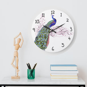 Vintage Pfau Große Wanduhr