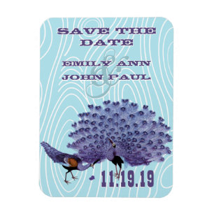 Vintage-Pfau-Holzmaserung - Heiratsankündigung Magnet
