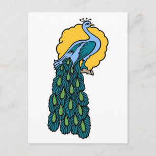 Vintage-Pfau-Tattoo Postkarte