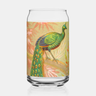 Vintage Pfau- und Blume-Malerei Dosenglas