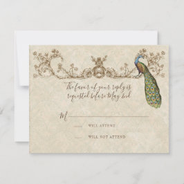Vintage Pfau- und Etchings-RSVP-Karte RSVP Karte