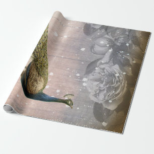 Vintage-Pfau und Rosen Dekoratives Geschenkpapier