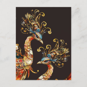 Vintage-Pfau-Zirkus-Karneval-Unterhaltung Postkarte