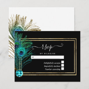 Vintage-Pfauen-Antwortkarte RSVP Karte