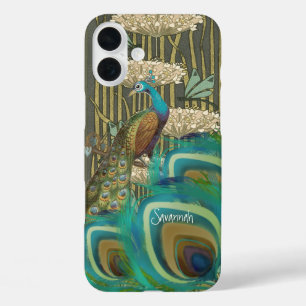 Vintage Pfauen Libellen und Seerosenblätter iPhone 16 Plus Hülle
