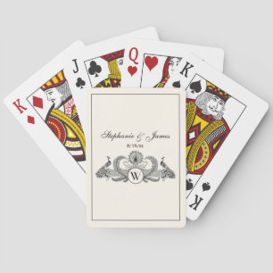 Vintage Pfauen mit Monogramm - Elfenbein FRM Spielkarten