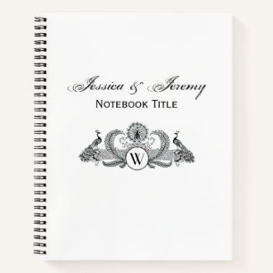 Vintage Pfauen Monogramm Notizbuch