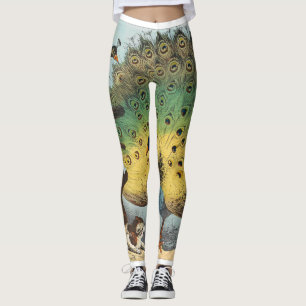 Vintage Pfauen und Katze Leggings