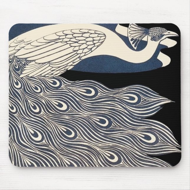 Vintage Pfauenblume Mousepad (Vorne)