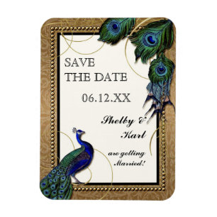 Vintage Pfauenfeder 7 - Formelle elegante Hochzeit Magnet