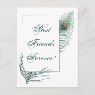 Vintage Pfauenfeder Inspirational BFF Zitat Postkarte