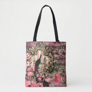 Vintage Pfauenflormusik, rosa und goldfarben