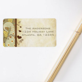 Vintage Pfauengelbe Korallenmusik Adressaufkleber