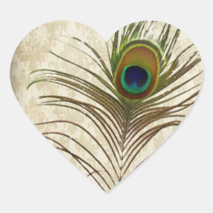 Vintage Pfauenhochzeit danke Herz-Aufkleber